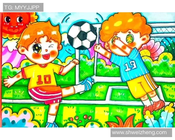 卡通风格足球明星踢球精彩瞬间的创意绘画作品展示